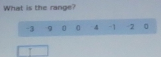 What is the range?
-3 -9 0 0 -4 -1 -2 0