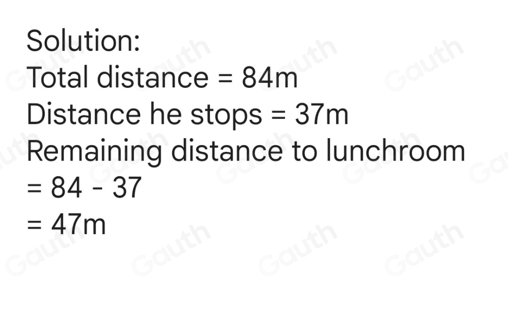 Solved: Randall walks 84 meters from his class to the lunch room. He ...