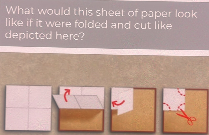 Solved: What would this sheet of paper look like if it were folded and ...