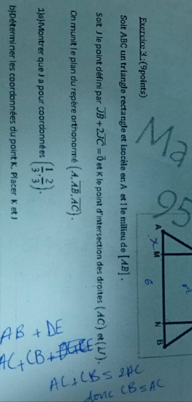 AB+DE
AC+CB AC+CB=2AC
donc CB=AC