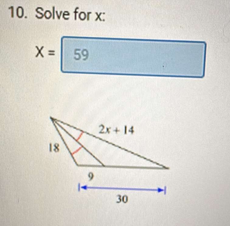 Solve for x:
X=59