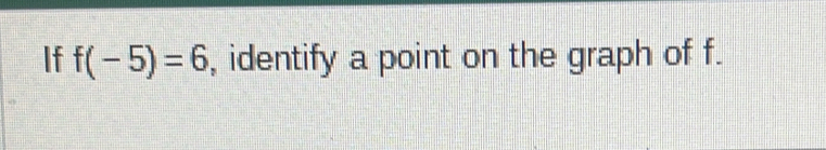 If f(-5)=6 , identify a point on the graph of f.