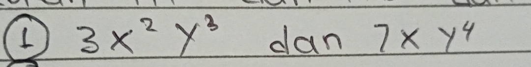 3x^2y^3 dan 7xy^4