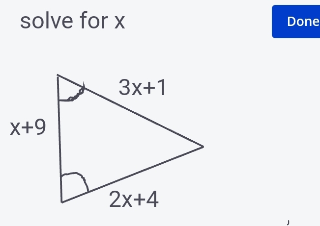 solve for x Done