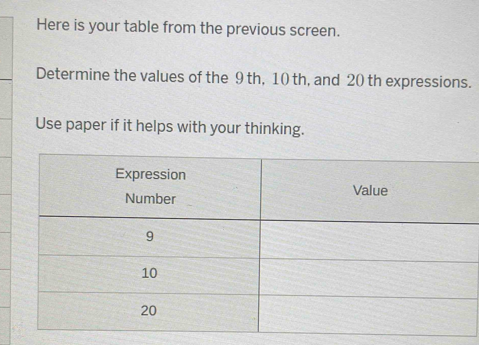 Solved: Here is your table from the previous screen. Determine the ...
