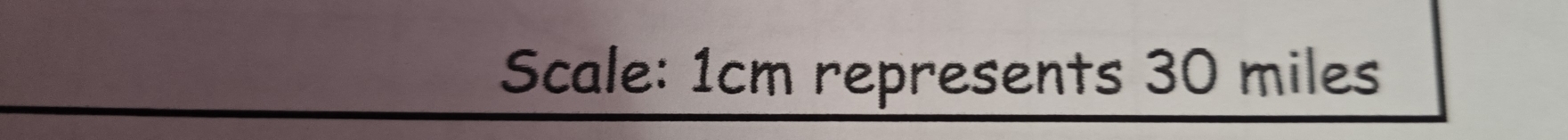 Scale: 1cm represents 30 miles