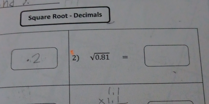 Square Root - Decimals