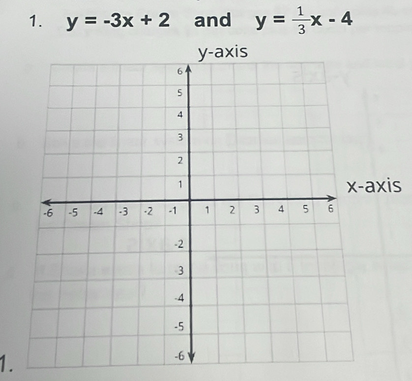 y=-3x+2 and y= 1/3 x-4
s
1.