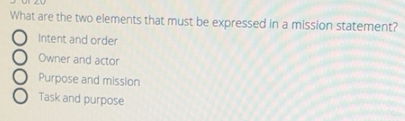 Solved: What are the two elements that must be expressed in a mission ...