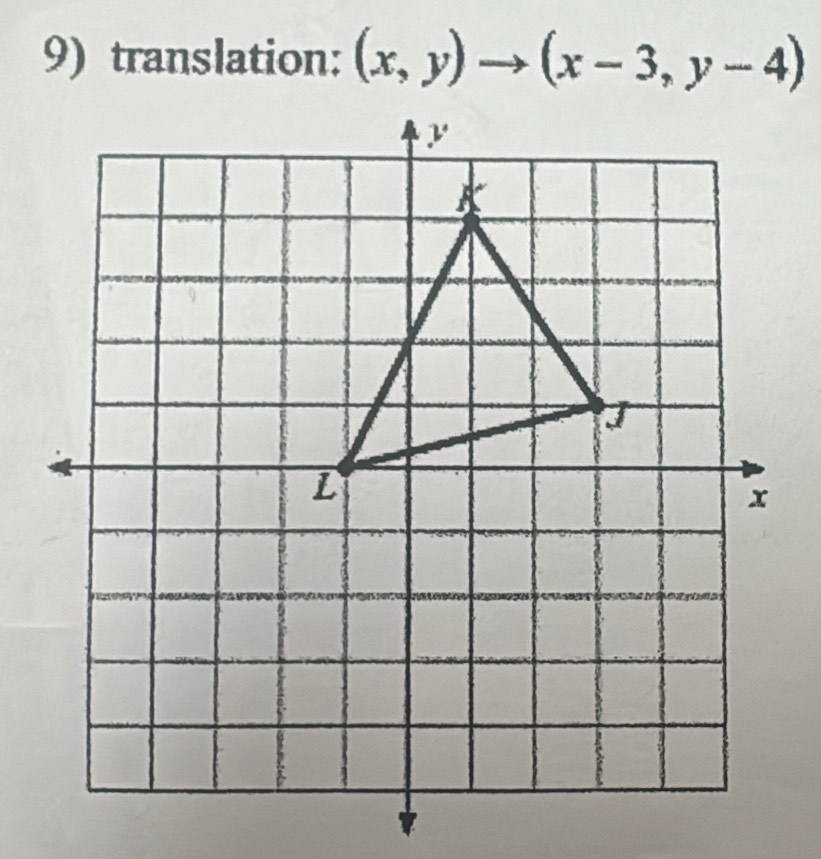 translation: (x,y)to (x-3,y-4)