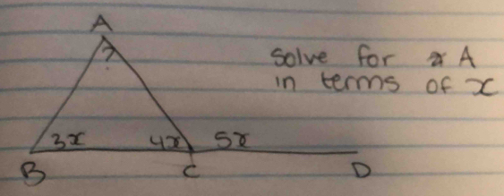 solve for A
in terms of x
D