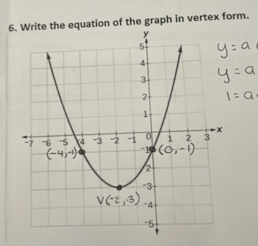 6ation of the graph in vertex form.