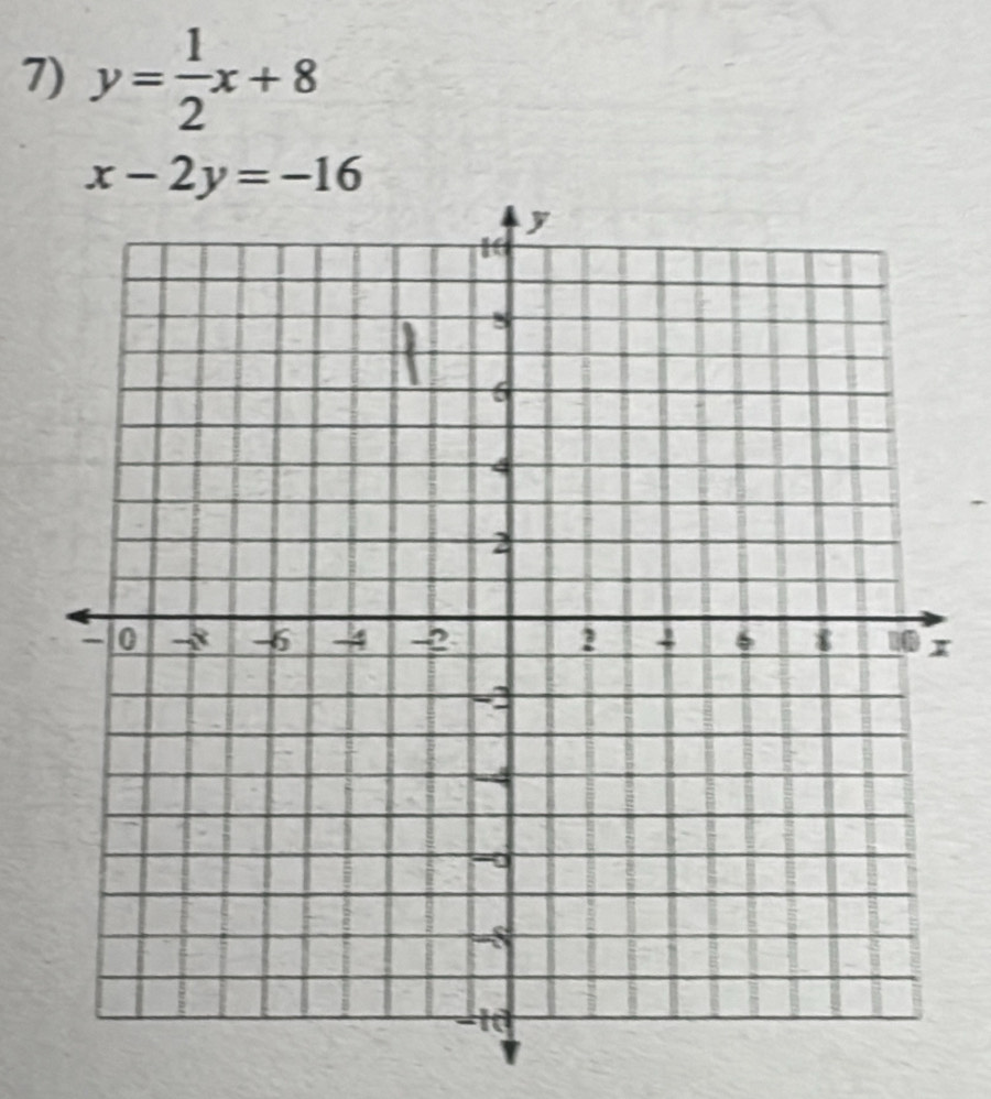 y= 1/2 x+8
x-2y=-16