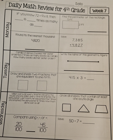 Date
Daily Math 7
e
t