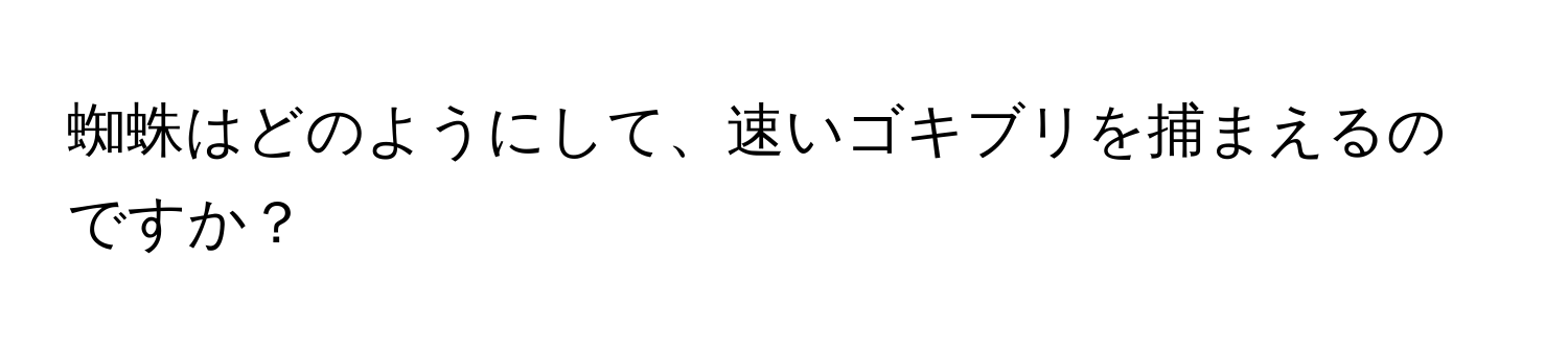 蜘蛛はどのようにして、速いゴキブリを捕まえるのですか？