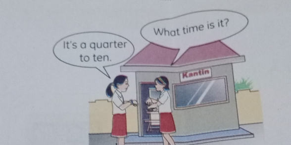 What time is it? 
It's a quarter 
to ten. 
Kantin