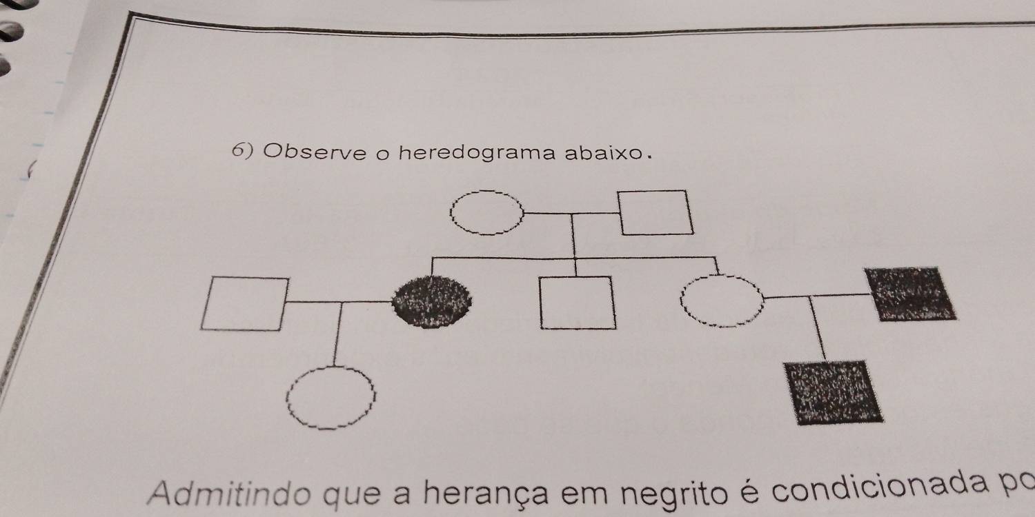 Observe o heredograma abaixo. 
Admitindo que a herança em negrito é condicionada po