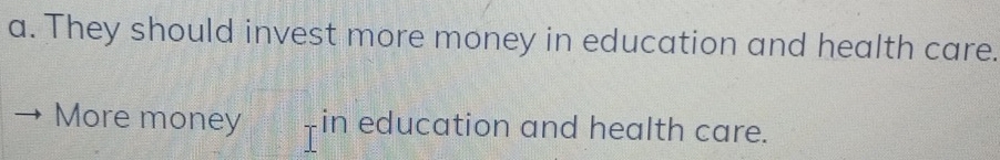 They should invest more money in education and health care. 
More money -in education and health care.