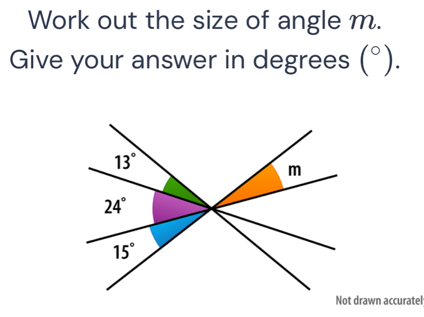 Work out the size of angle m.
Give your answer in degrees (^circ ).
rawn accuratel