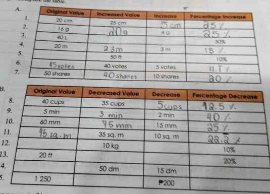 he table. 
B. 
1 
1 
13 
4. 
5.