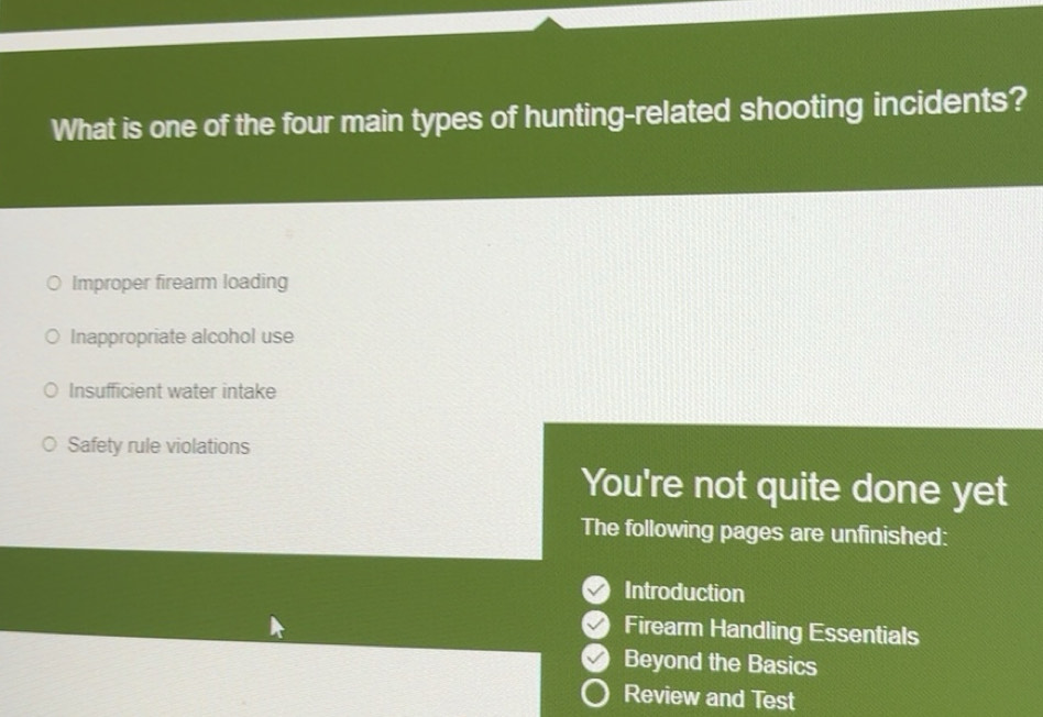 Solved: What is one of the four main types of hunting-related shooting ...