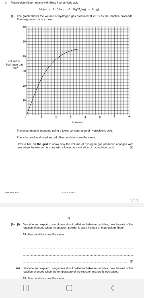 Solved: Magnesium ribbon reacts with dilute hydrochloric acid. Mg(s ...