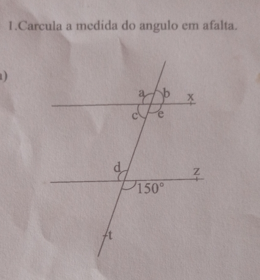 Carcula a medida do angulo em afalta.
1)