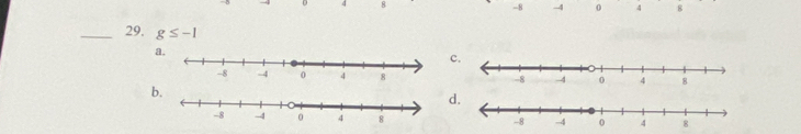 0 4 8 -8 -4 0 4 8
_29. g≤ -1
a.