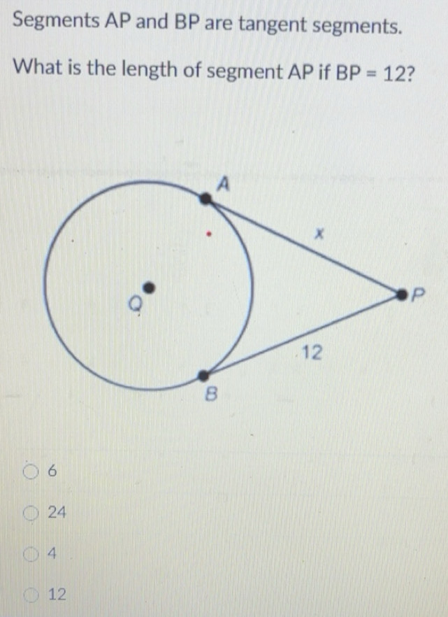 Solved: Segments AP and BP are tangent segments. What is the length of ...