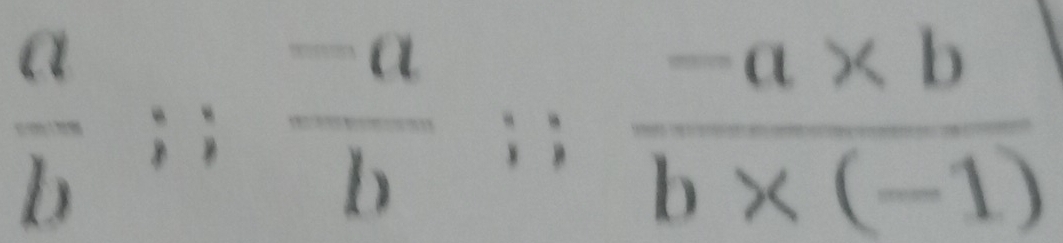  a/b ;;  (-a)/b ;;  (-a* b)/b* (-1) 