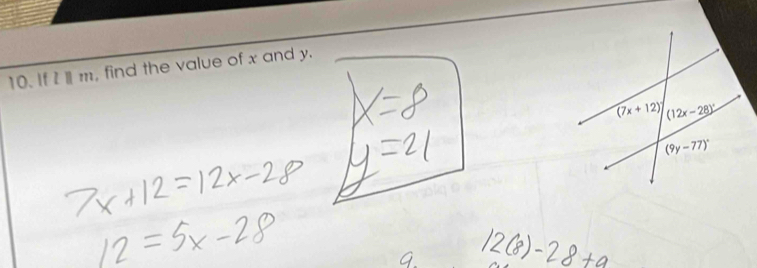 fl||m , find the value of x and y.