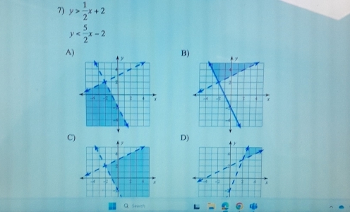 y> 1/2 x+2
y
A)
B)

CD
QSearch