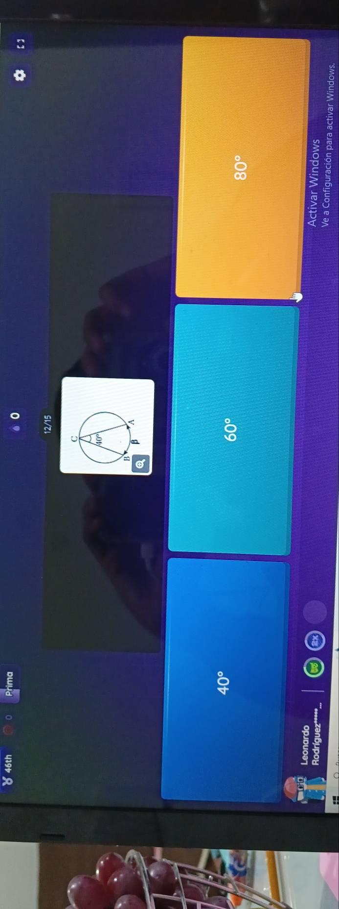 46th ima
: 】
12/15
40°
60°
80°
Rodríguez****=
Activar Windows
Leonardo Ve a Configuración para activar Windows.