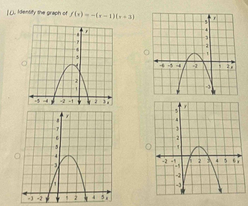 Identify the graph of f(x)=-(x-1)(x+3)