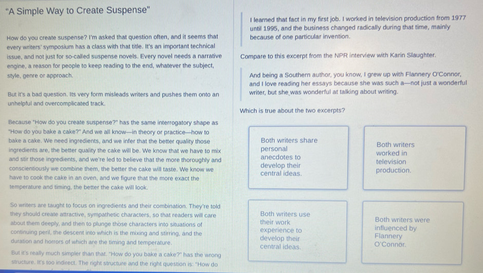 Solved: “A Simple Way to Create Suspense”' I learned that fact in my ...