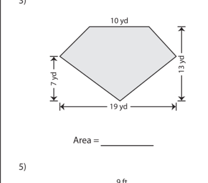 Area =
5) 
a ft