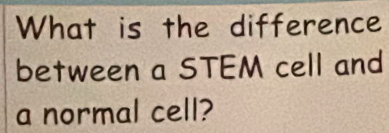 What is the difference 
between a STEM cell and 
a normal cell?