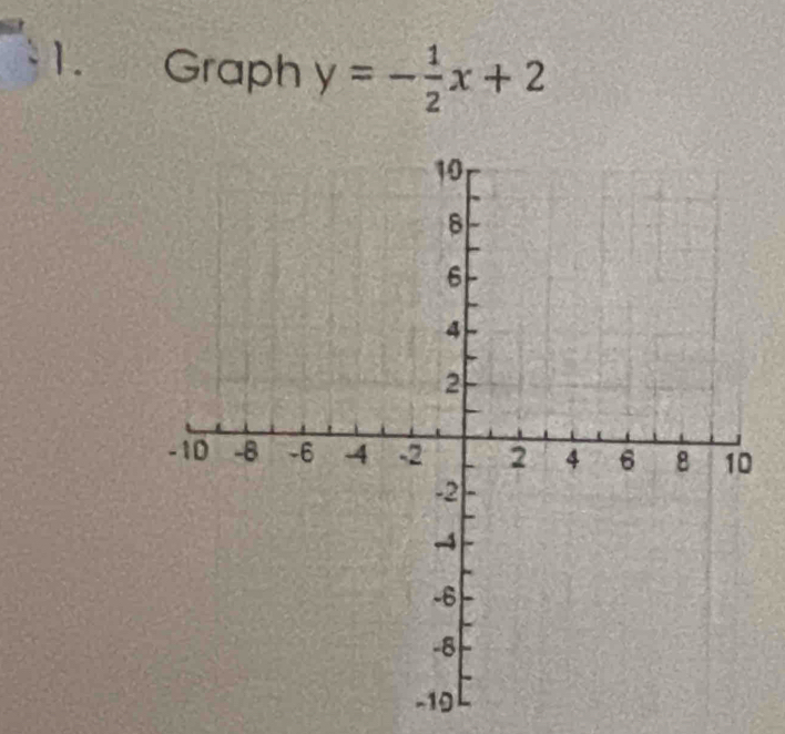 Graph y=- 1/2 x+2