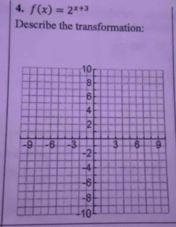 f(x)=2^(x+3)
Describe the transformation: