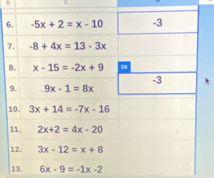 6
7
. 6x-9=-1x-2