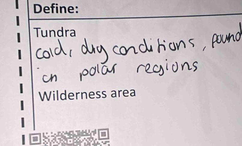 Define: 
Tundra 
Wilderness area