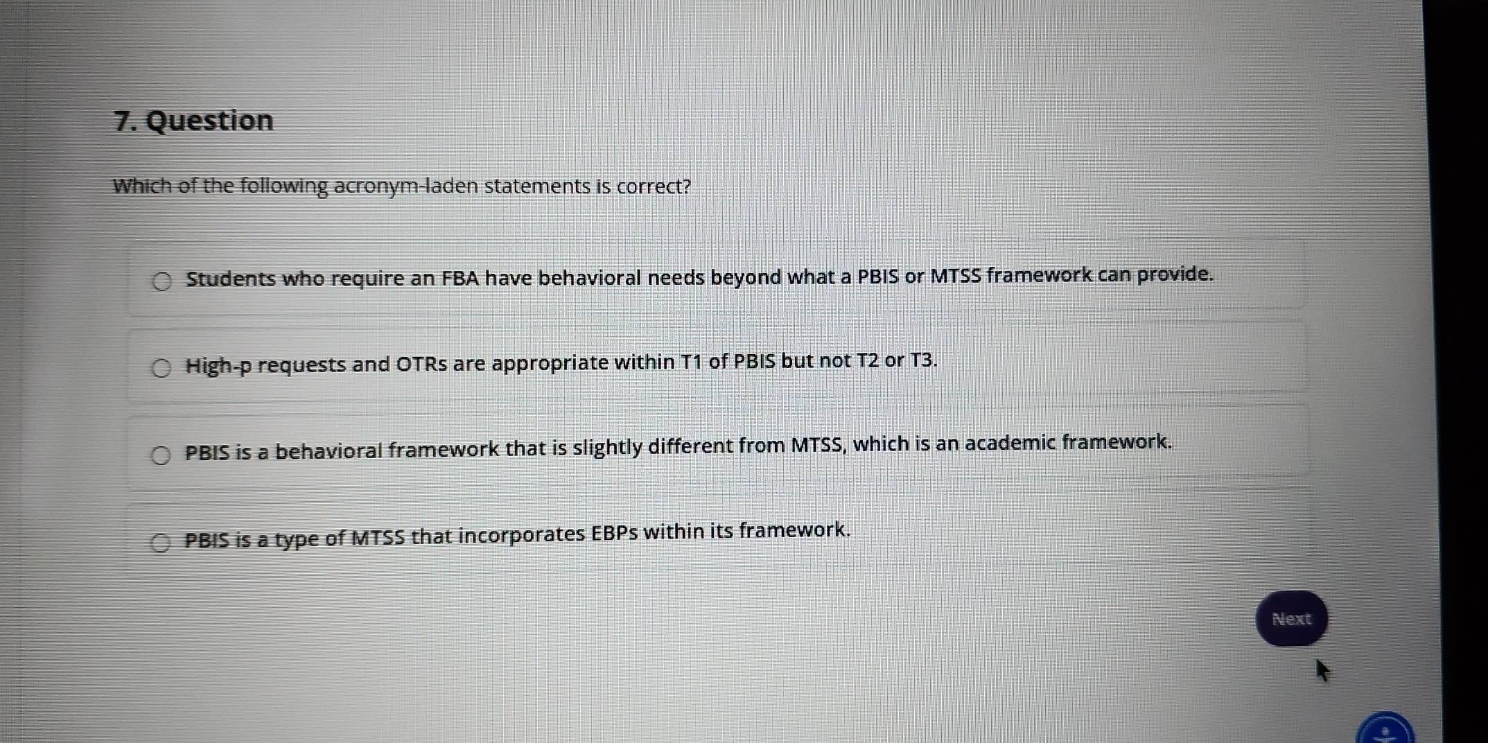 Solved: Question Which of the following acronym-laden statements is ...