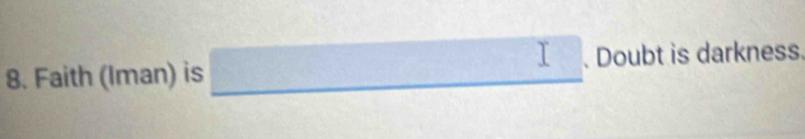 、 Doubt is darkness. 
8. Faith (Iman) is