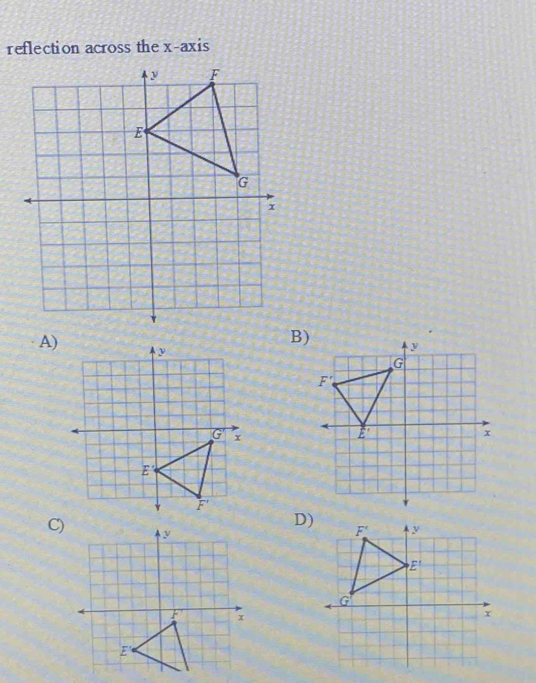 reflection across the x-axis
A)