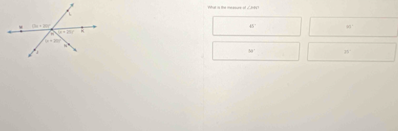 What is the measure of ∠ AIN
45°
95°
50°
25°