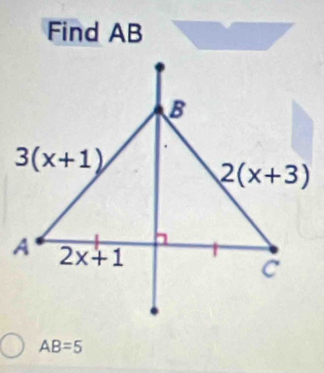 Find AB
AB=5