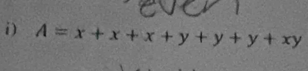 A=x+x+x+y+y+y+xy