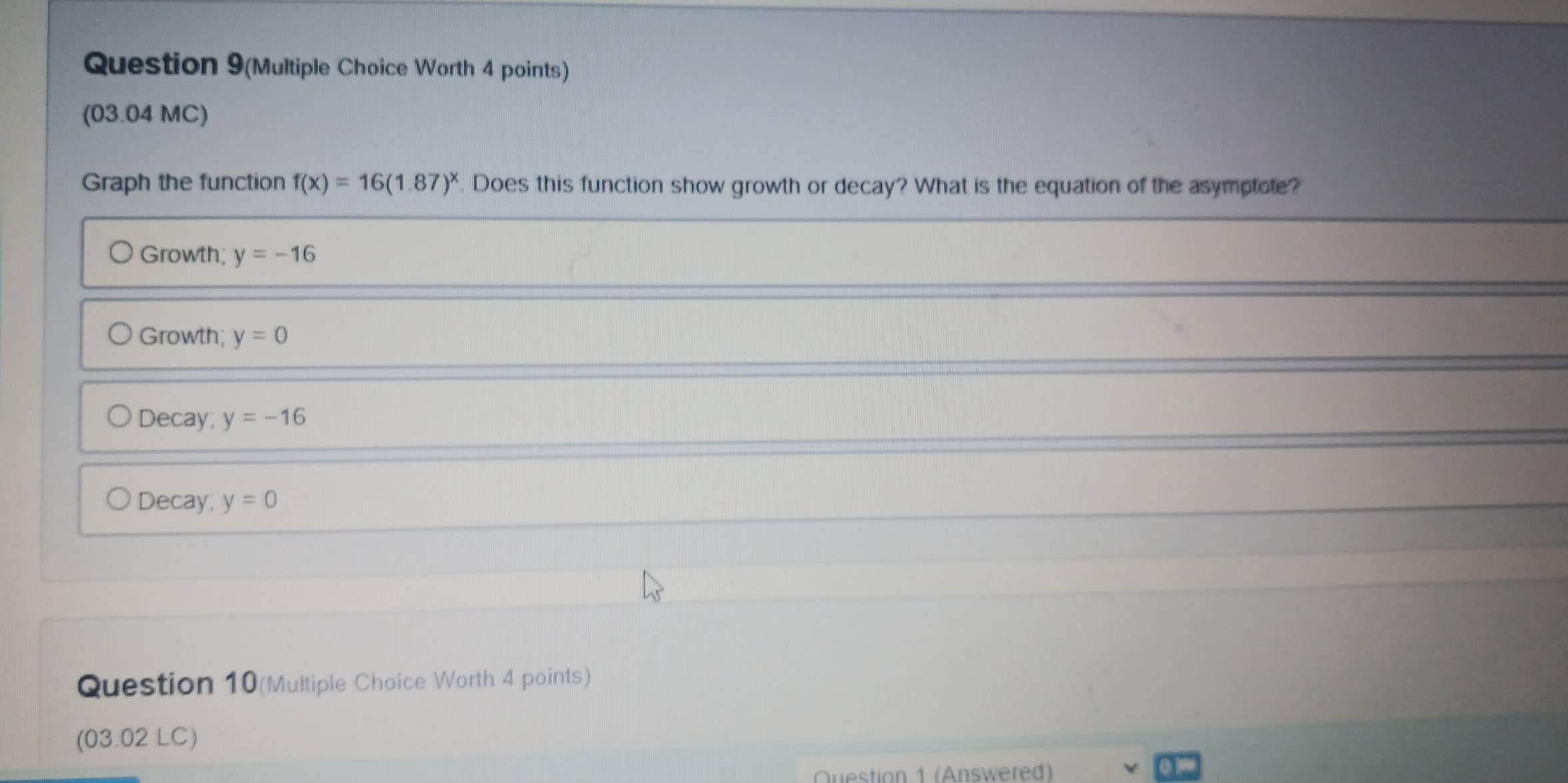 Solved: Question 9(Multiple Choice Worth 4 points) (03.04 MC) Graph the ...