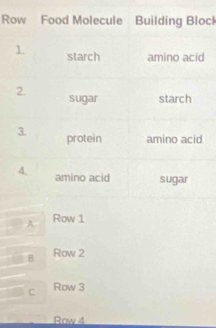 Rck
A Row 1
B. Row 2
C. Row 3
Row 4