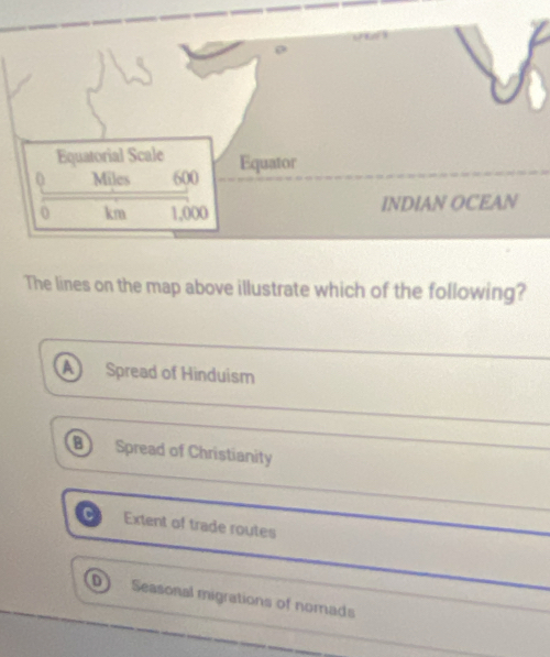 Solved: Equatorial Scale 0 Miles 600 Equator 0 km 1,000 INDIAN OCEAN ...